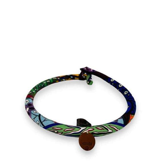 HERMES Multicolor Silk Printed Petit Bridle H Necklace - Picture 3 of 4